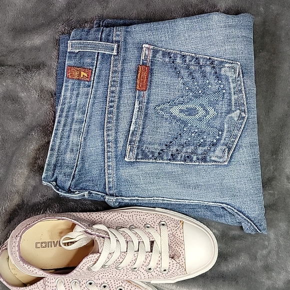 7 For All Mankind Denim - 7 for All Mankind | A pocket blue crystal boot cut jeans | WMS 29